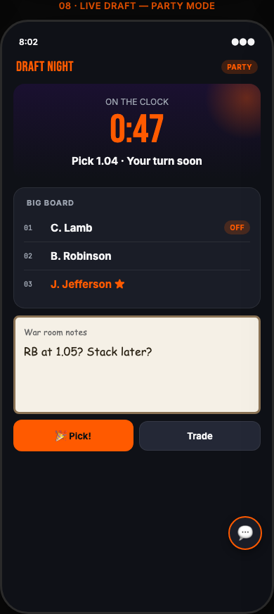 Pylon live draft room