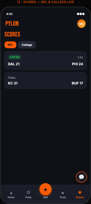 Live scores board